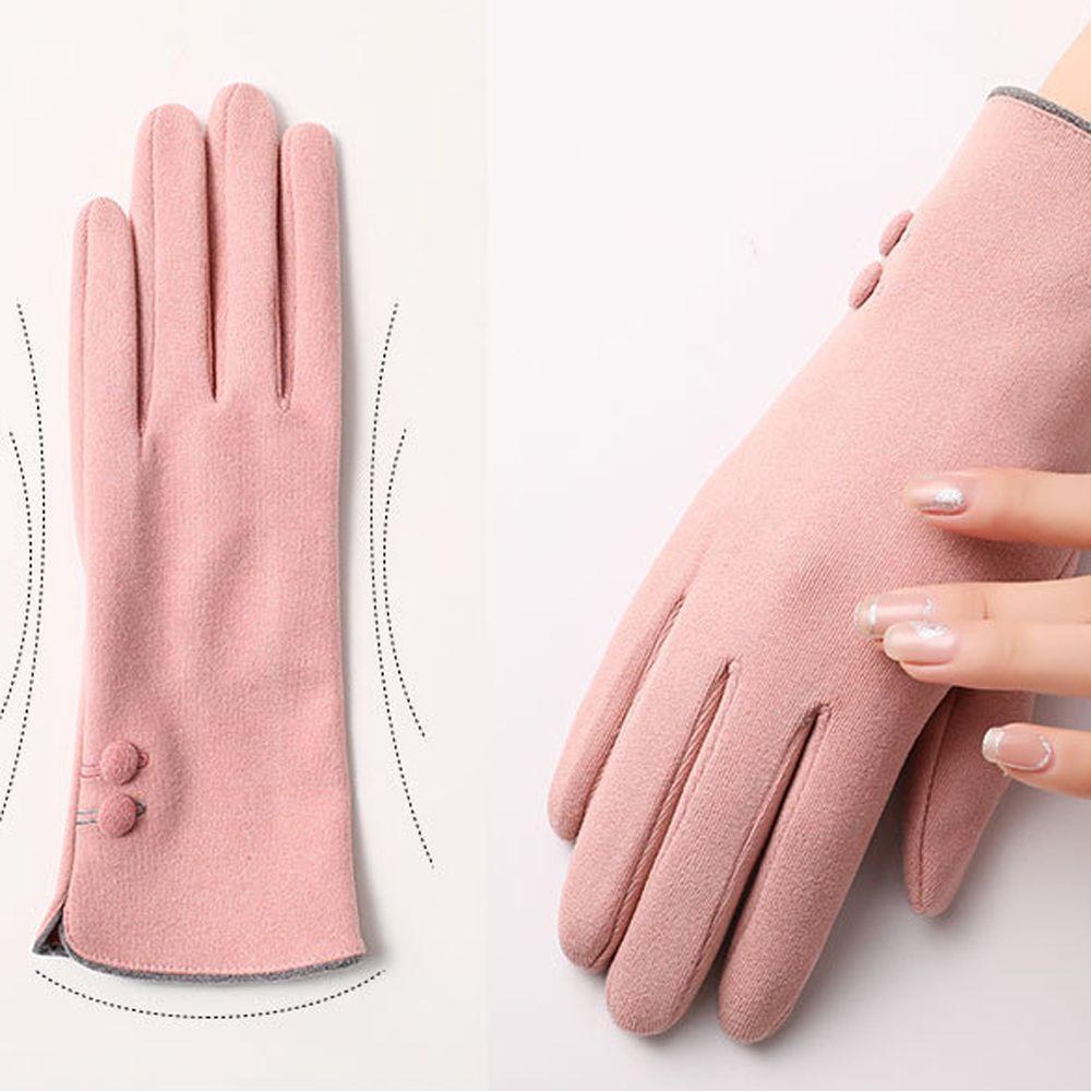 Windproof Solid Color Outdoor Velvet Full Finger Gloves Thick Mittens Female Gloves