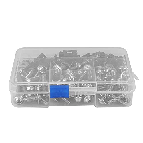 Motorradschrauben Aluminium 177 Stück Motorradschrauben Verkleidungsschrauben-Kit Universal M5 M6 für Yamaha Sportmotorrad (SILBER)