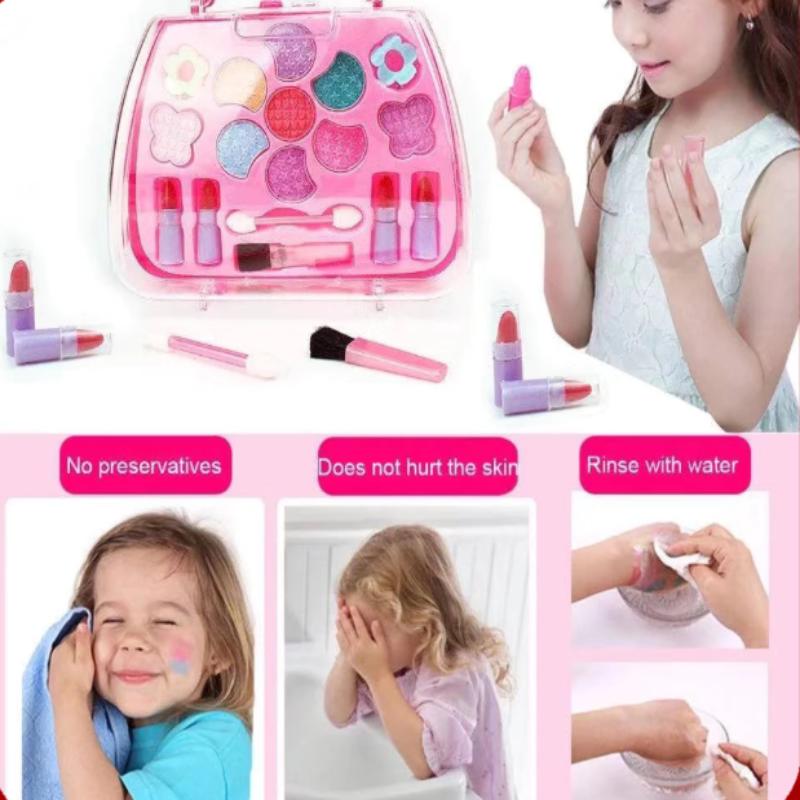 32Pcs Kids Makeup Toys Girls Real Makeup Kit Washable Non-Toxic Makeup Toy Set Retro Beauty Makeup