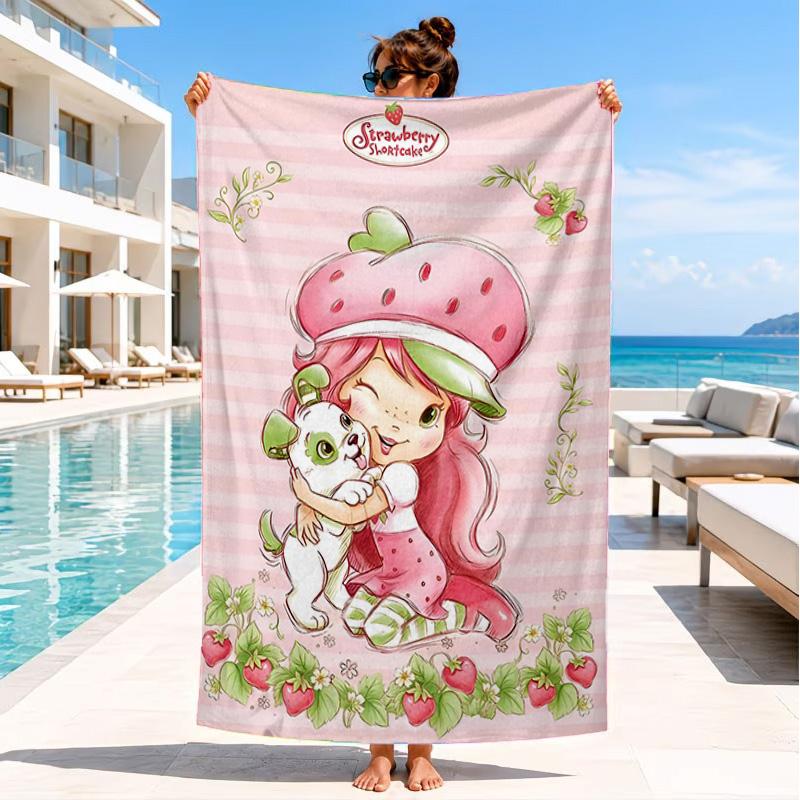 Straw-berry Sweet Moment Beach Towel, Microfiber Beach Towel, Perfect For Pool, Beach, Travel, Home Decor Beach Party Fan Gifts