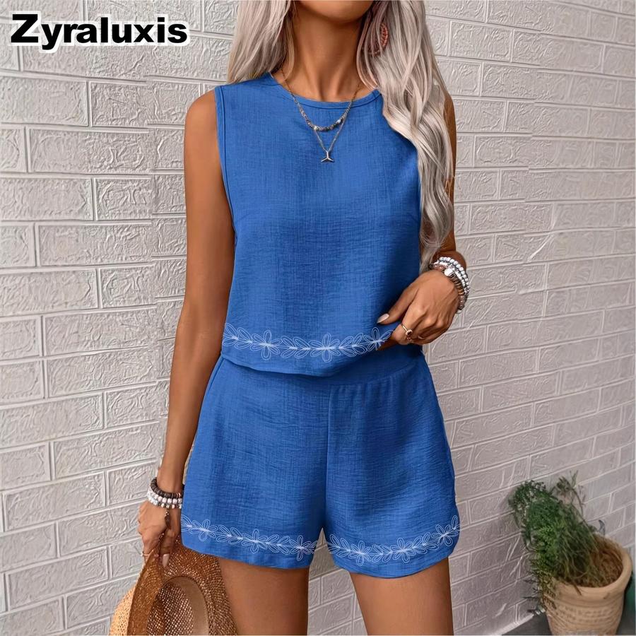 Vintage Floral Print Women's Fashion Set