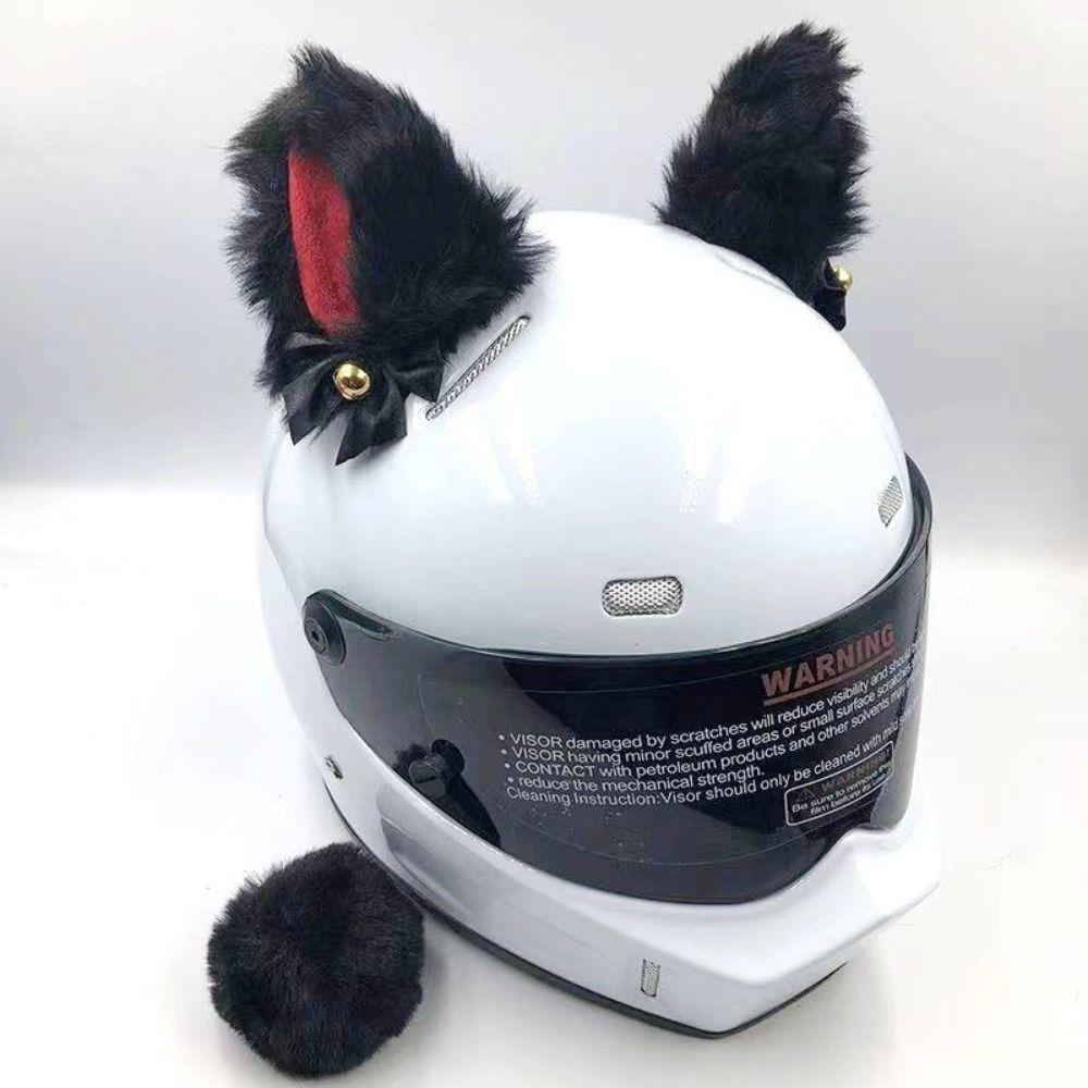 Cute Self-adhesive Motorcycle Helmet Decor Cosplay Soft Plush Cat Ears Smooth Personality Off Road Helmet Ornament