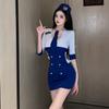 Office Lady OL Metal Buttons Female Sexy Stewardess Cosplay Flight Attendant Secretary Librarian Women Uniform Nightdress Pajama