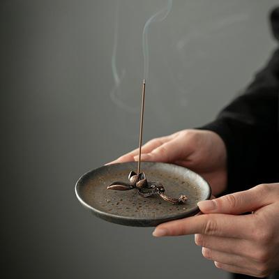 Retro Gold-plated Incense Tray Incense Insert Base, Indoor Zen Inspired Small Incense Burner Decoration, Agarwood Incense Burner