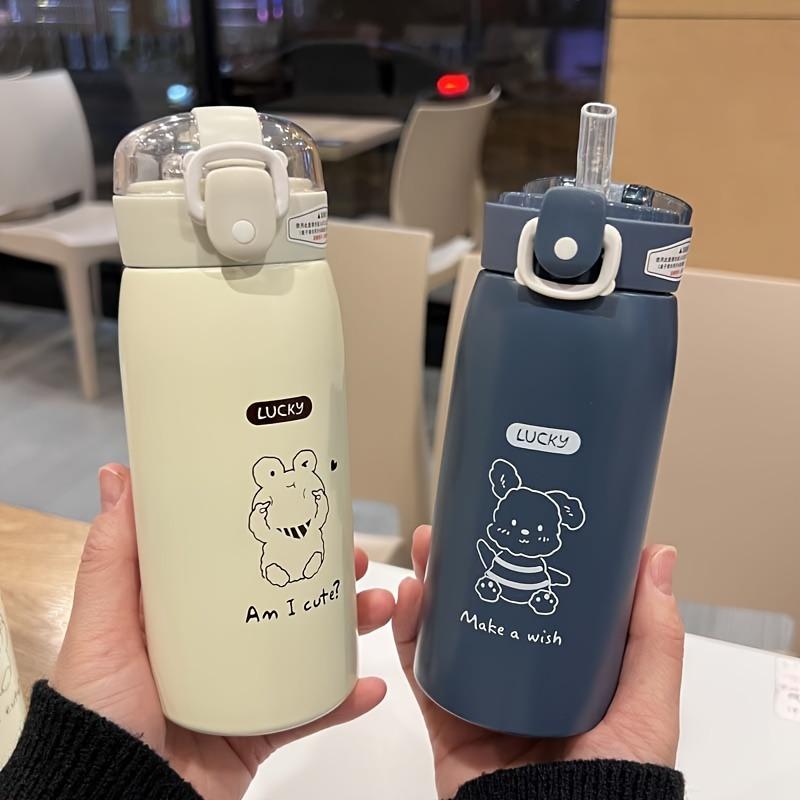 350ml Kids Thermo Bottle Cute Children's Thermal Water Bottle Stainless Steel Straw Thermos Mug Cartoon Leak-Proof Vacuum Flask