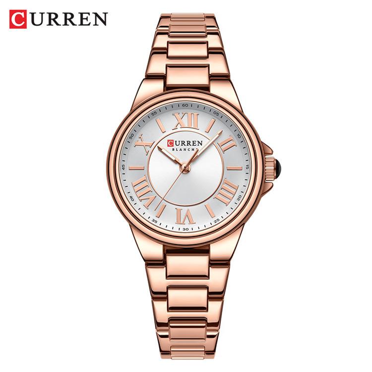 CURREN 9091 Steel Band Watch Simple Women's Roman Style Compact Fashionable Men's and Women's Watch Waterproof