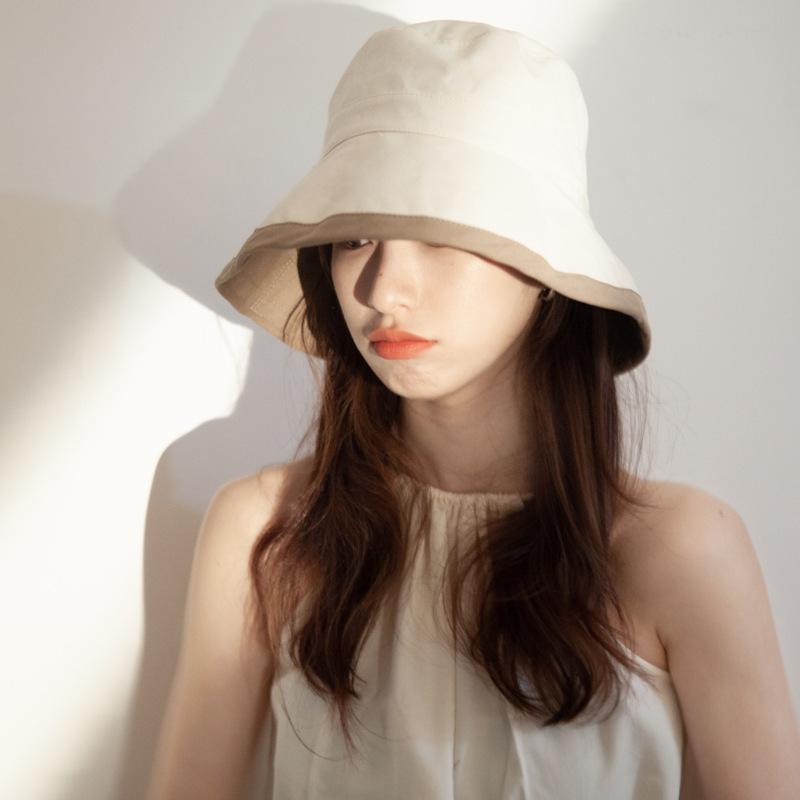 Damen Outdoor UV-Schutz Sonnenhut Frau Sommer Visier Fisherman Cap Mädchen Täglich Feste Eimer Hüte Mode Breite Krempe Sonnenhüte