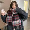 Italian Style Tassel Imitation Cashmere Color Matching Scarf Cute Lady Winter Warm Shawl Women's Long Scarf