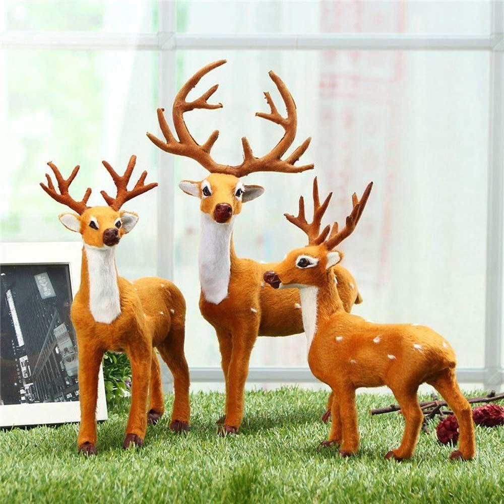 Desktop Model Elk Plush Christmas Decoration Reindeer Ornament Miniature Figurine Simulation Deer