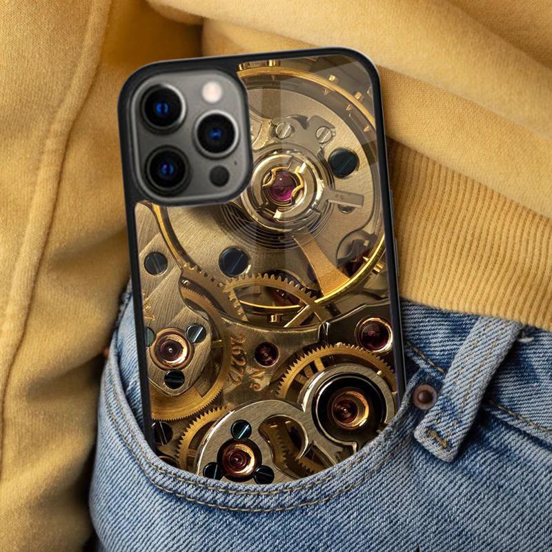 Steampunk Gear Mechanical Magnetic Soft Phone Case for iPhone 16 Promax 15 Pro 13 14 Plus 11 12 Mini MagSafe Coque