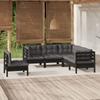 Day and Night - Day and Night Garden Furniture 5 Pieces with Black Pine Wood Cushions