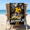1pc Brazilian Football Player Beach Towel with Custom Name, Beach and Seaside Swimming Pool Equipment, Fashion Pattern, Rectangular, Travel Essential
