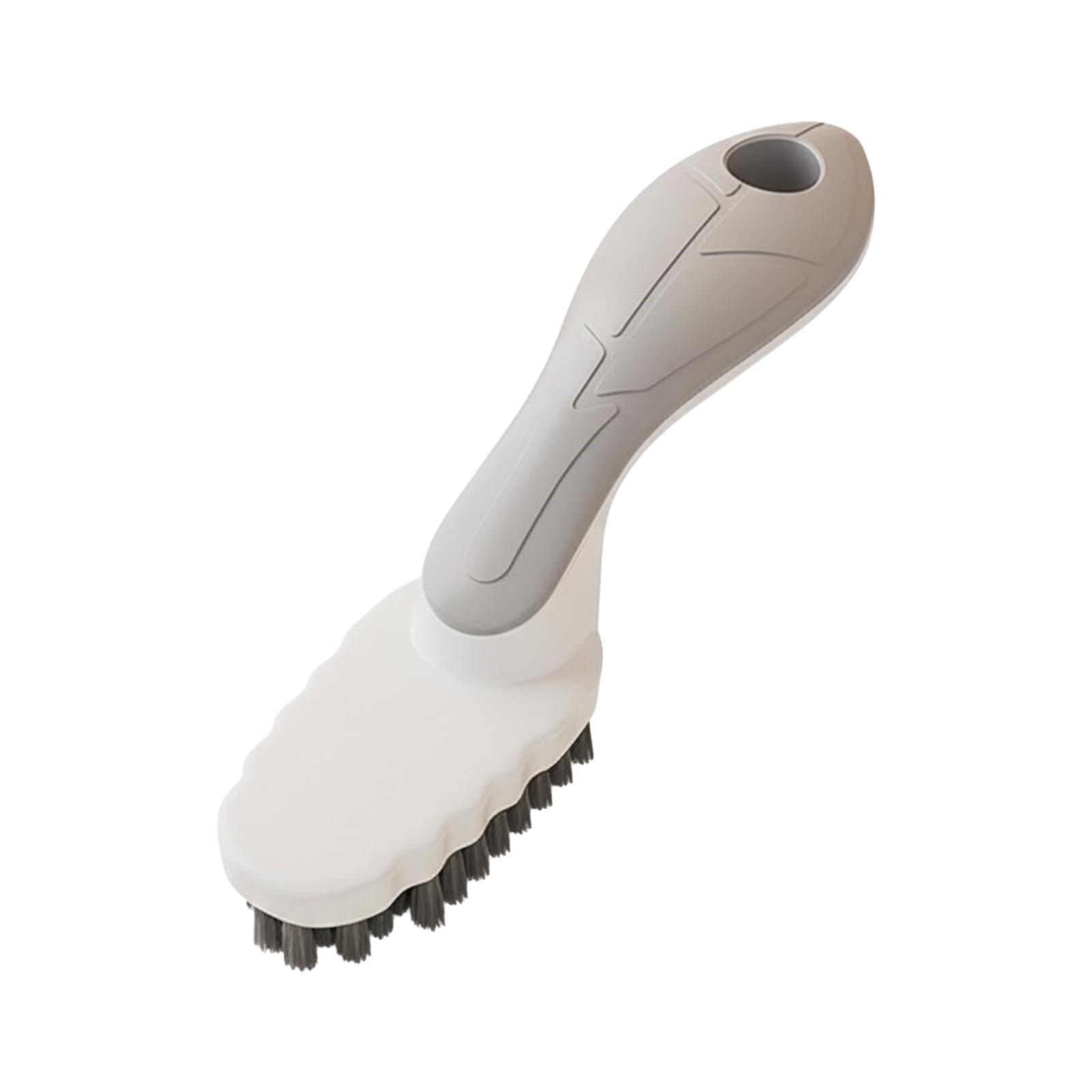 Multi-Purpose Soft Bristle Shoe Brush with Long Handle Gentle Cleaning for All Shoe Types Household Leather & Fabric Care Brush серый