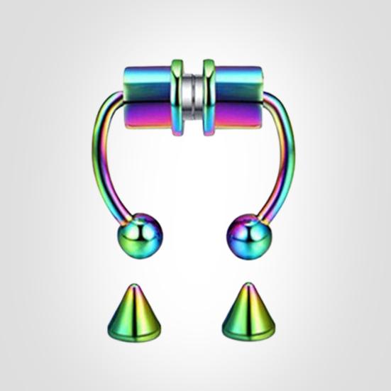 Non-Piercing Fake Nose Ring Reusable Stainless Steel Nose Hoop Fashion Magnetic Septum Rings for Party