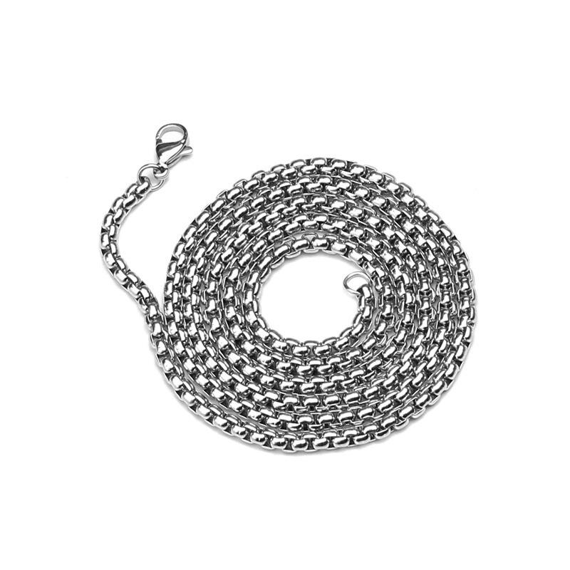 Stainless Steel Pearl Necklace with Titanium Thick Chain - Men's Minimalist Snake Bone Design