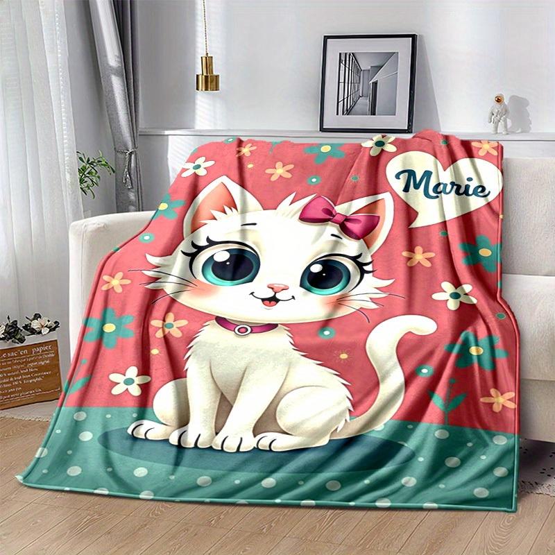1pc Cute Cartoon Cat Blanket - Seasonal Home Decor, Soft Throw for Room, for Decorating Your Own Sofa and Living Room, Super Soft Flannel, f