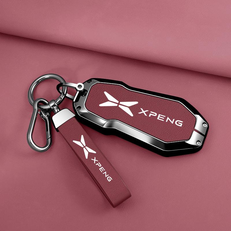 Zinc Alloy Leather Car Remote Key Cover For Xpeng X9 G6 Suede G9 P7I P5 Protector Keychain Shell Auto Car Accessories