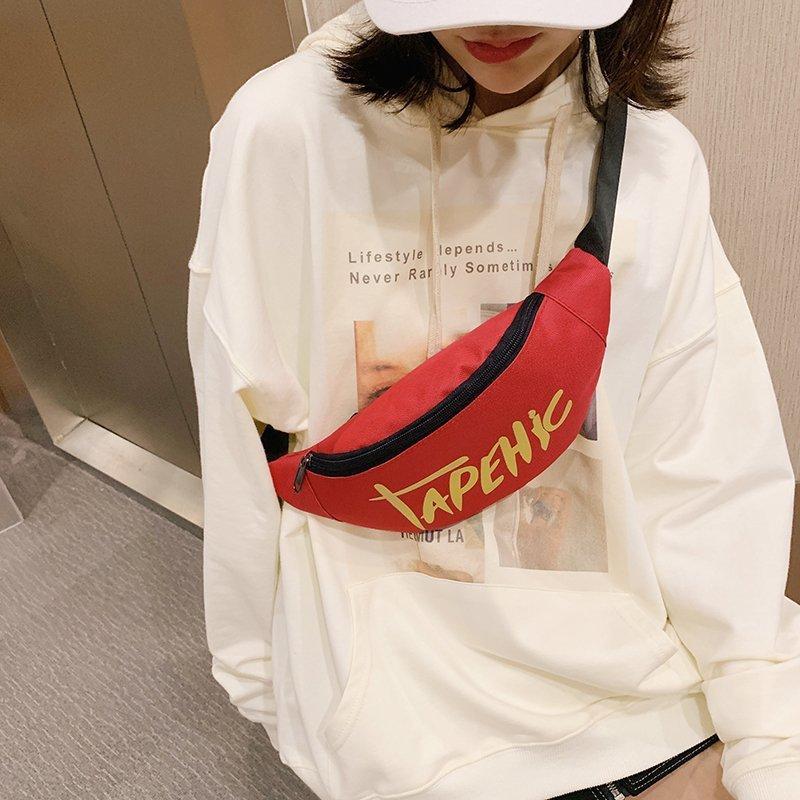 Нагрудная сумка Мужская уличная наплечная сумка Универсальная легкая персонализированная хип-хоп маленькая сумка Женская поясная сумка красный 1376₽