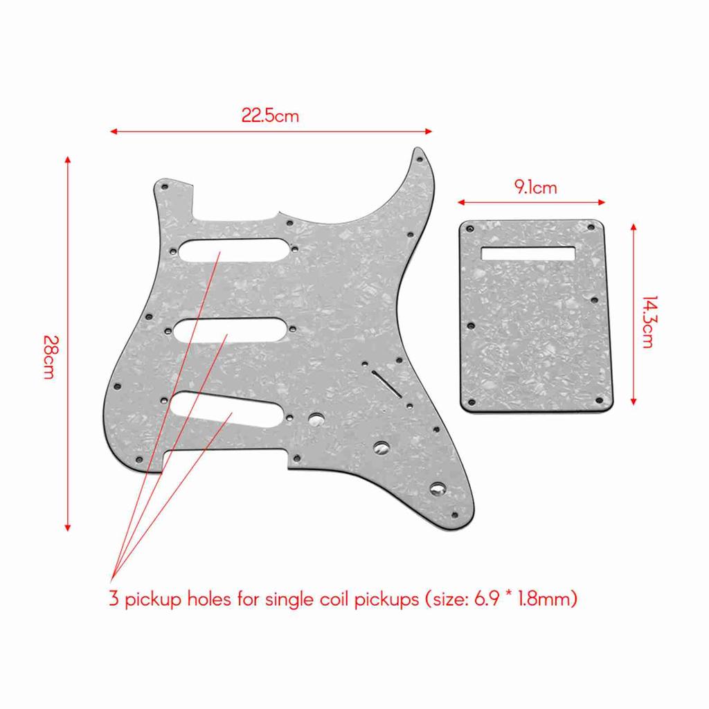 Electric Guitar Pickguard Set with Back Plate Screws Pick Guard for ST Style Guitars White Pearl