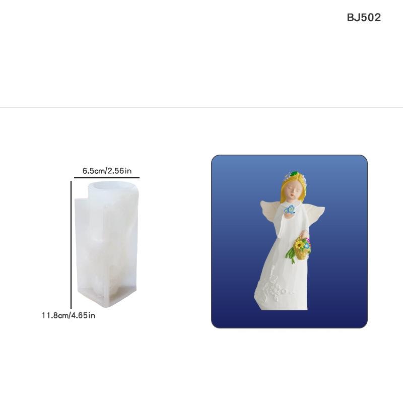 Epoxy Resin Flower Wreath Angel Girl Silicone Mold Creative DIY Angel Aromatherapy Candle Mold Home Decoration