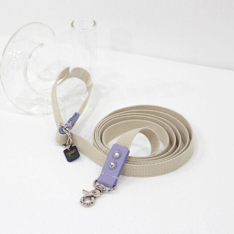 MAISON DE MIU Personalna Kolorowa Smycz Kość Słoniowa/Fioletowy