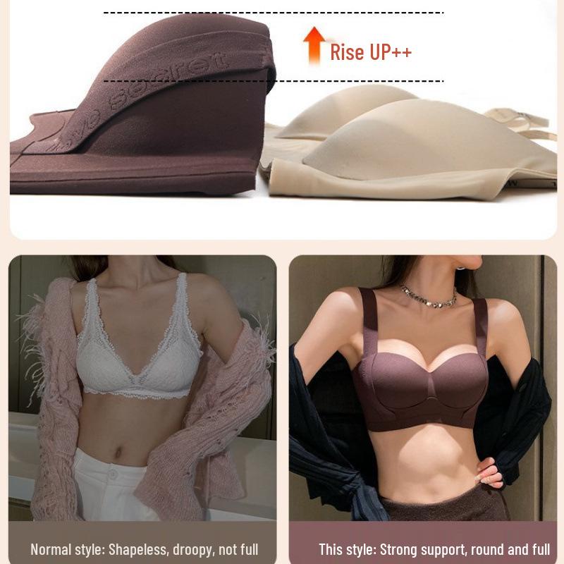 Damen Bügelloser Nahtloser Push-Up BH: Verbessert den Halt, Anti-Hänge-Effekt, Seitenstütze, Verstellbar, Ideal für kleinere Oberweiten.