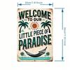 Vintage Metal Wall Art Welcome Sign Retro Paradise Decor Rustic Aluminum Tin Poster 8x12 Inch Outdoor Garden Patio Home Bar Cafe Farmhouse Gift