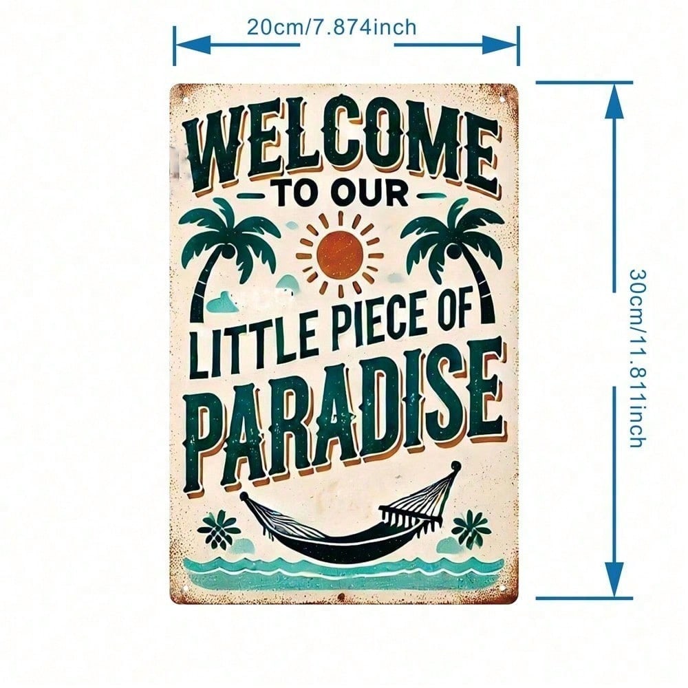 

Vintage Metal Wall Art Welcome Sign Retro Paradise Decor Rustic Aluminum Tin Poster 8x12 Inch Outdoor Garden Patio Home Bar Cafe Farmhouse Gift 20x30 різнокольоровий