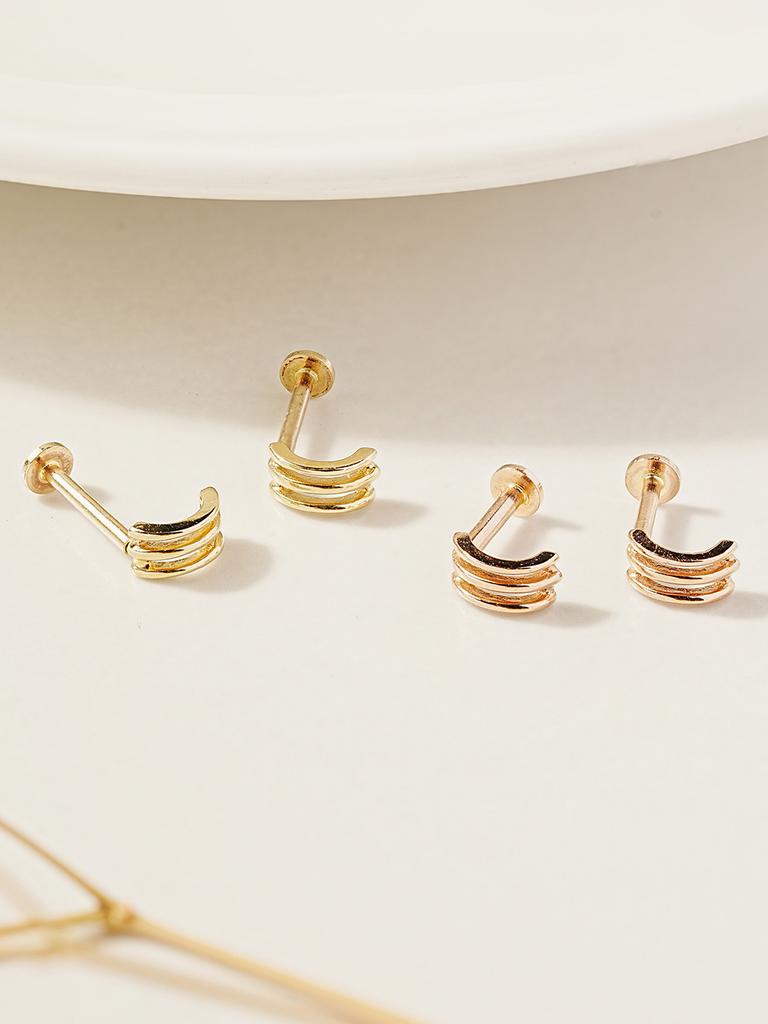 Minimalpiercing 14K Internal Mini Me Three-Row Ring Labret Piercing
