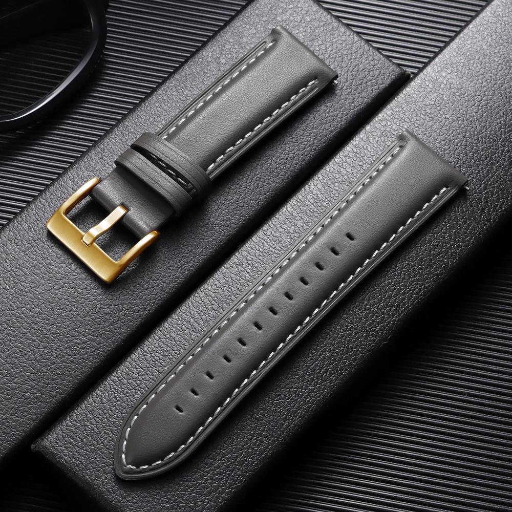 Top-grain Calfskin Leather Watch Band Quick Release 18mm 20mm 22mm Watch Straps Vintage Brown Black Cowhide Bands for Men Women