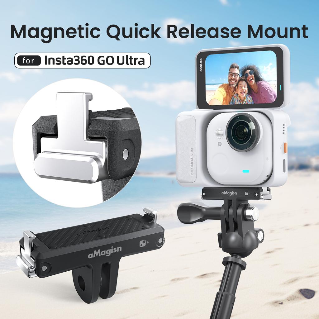 AMAGISN For Insta360 Go Ultra Action Camera Plastic + Stainless Steel Magnetic Quick Release Mount Shockproof Bracket