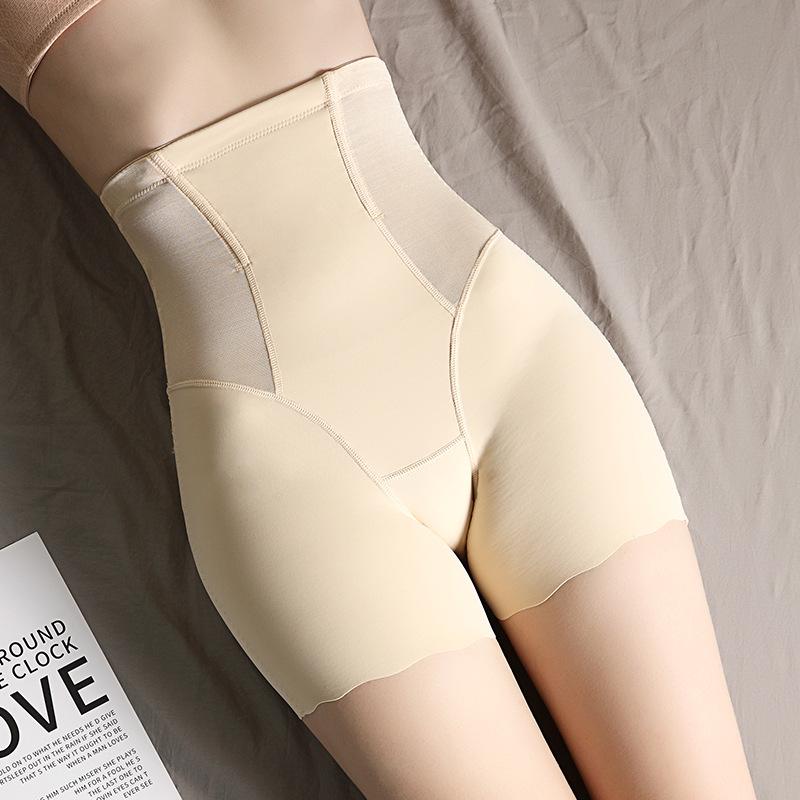 Ice Silk High-Waist Tummy Control Shaping Boxer Briefs for Women - Plus Size, Anti-Exposure