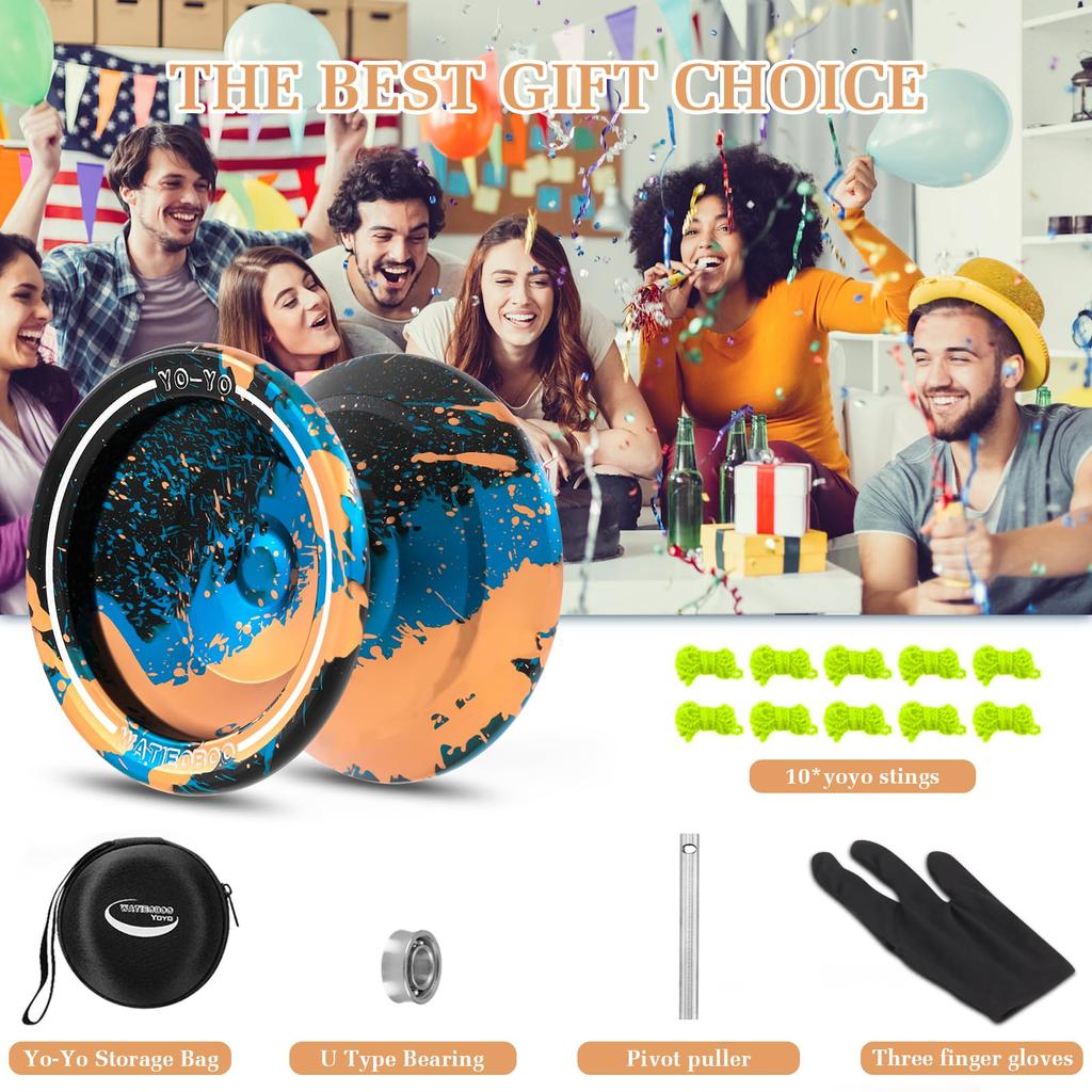 WATIEOBOO W09 Upgraded Metal Yo-Yo, Beginner Responsive Yo-Yo, Professional Responsive Yo-Yo for Adults, Professional Skill Yo-Yo with Bearing Kit,