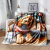 1PC Christmas Themed Cocker Spaniel Print Blanket Flannel Material Soft Warm for All Seasons, Home Outdoor Camping Picnics