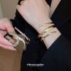 Wide-Line Hollow Open Ring Bracelet, Elegant European and American Style, Exaggerated Fashion Arm Ring, Light Luxury with a High-End Feel for Women