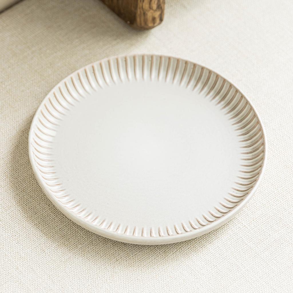 Plate Simple Wind Relief Edge Ceramic Plate Large Plate Household Restaurant Tableware Round Plate Vegetable Plate Steak Plate