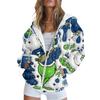 Women's Fashion Jacket Casual Printed Long-sleeved Hooded Cardigan Sweatshirts