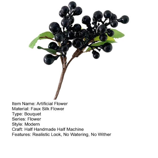 Artificial Flower High Simulation Texture No Maintenance Purple Blue Berries Branch Natural Look Fake Berries