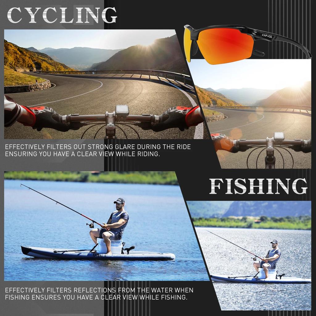 KAPVOE-Cycling Glasses Polarised Sunglasses Sports Glasses MTB Glasses Cycling Glasses Men Road Bike for Women Cycle Goggles