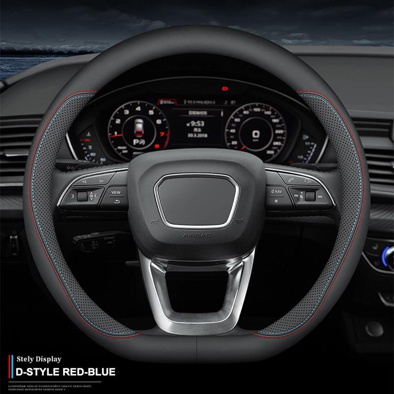 Universal PU Leather Car Steering Wheel Covers Without Inner Ring Suitable for 14.5-15 37-38cm Car Interior Supplies Accessories