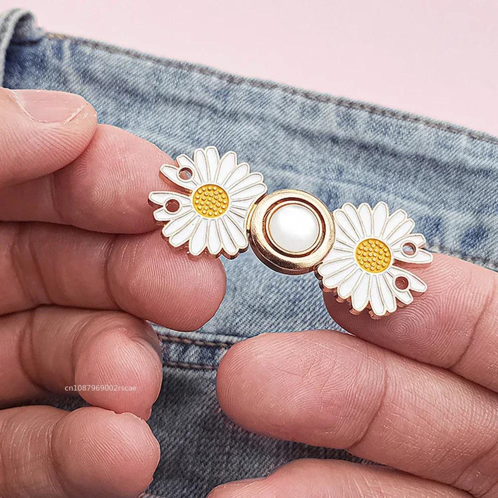 Flowers/cats Pants Tighten Waist Brooches Buckle Pins Waist Clip Adjustable Snap Detachable Button for Jeans Dress
