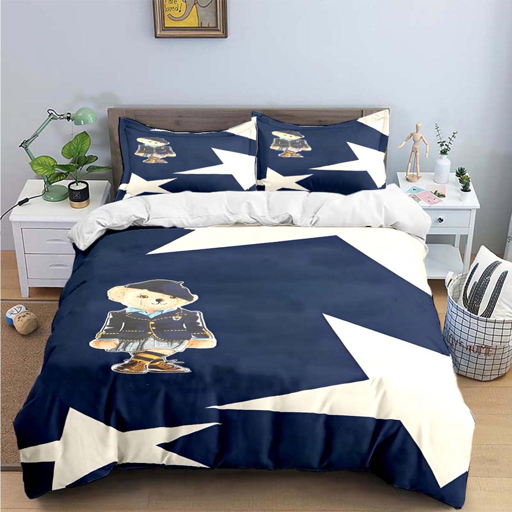 Hot Sale Fashion Bear Bedding Set Single Twin Full King Size Cute Animals Bed Linen Adults Teens Bedroom Luxury Gift