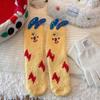 Coral fleece socks women's embroidery funny expression socks clown socks winter warm cute cartoon doll medium tube socks