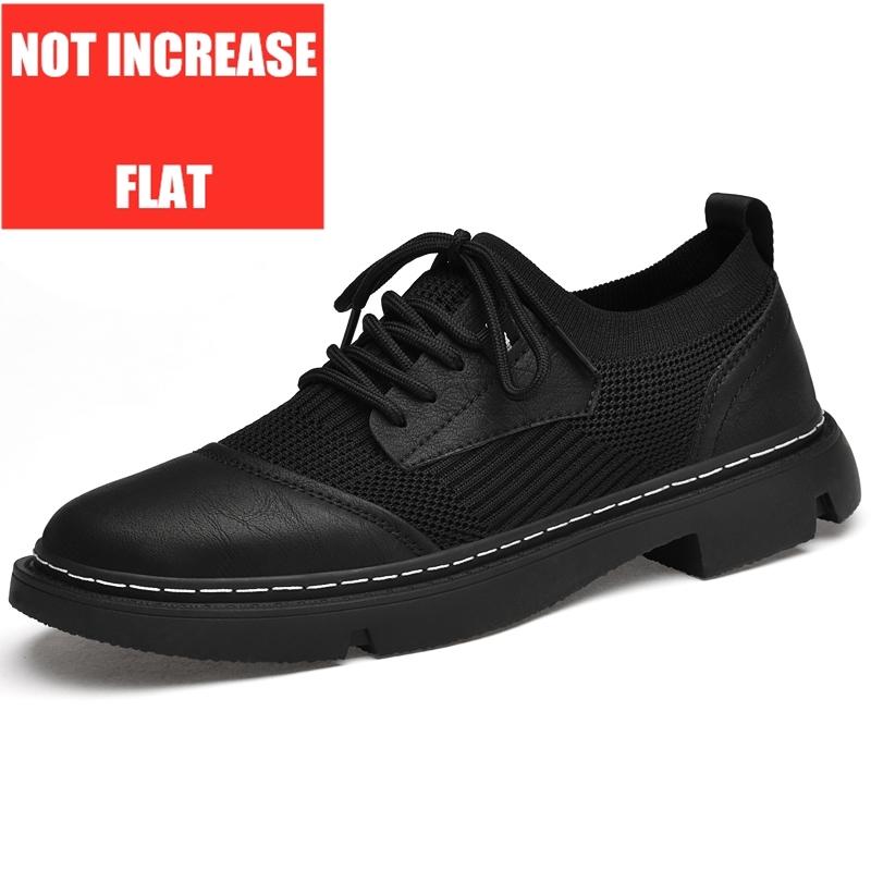 

Fashion Spring Men Flat/5cm Elevator Shoes Leisure Men Loafers Lace-up Soft Leather Moccasins Height Increase Taller Shoes Man Sneakers 38