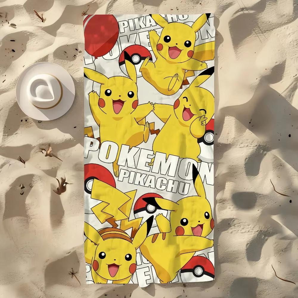 1Pc Cartoon Pikachu Large Beach Towel, Quick-Dry Soft, Multi-Use For Travel Gym Shower Camping Pool, Ideal Gift