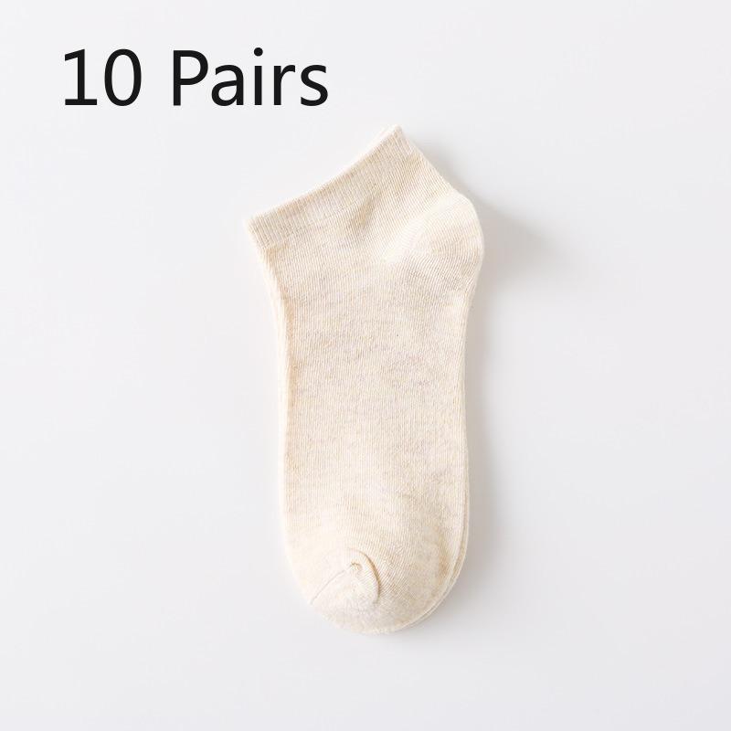 10 Pairs of Men's Boat Socks, Nude Socks, Solid-color Couple Short Socks, Retro Solid-color Cotton Sports Socks, Casual and Versatile