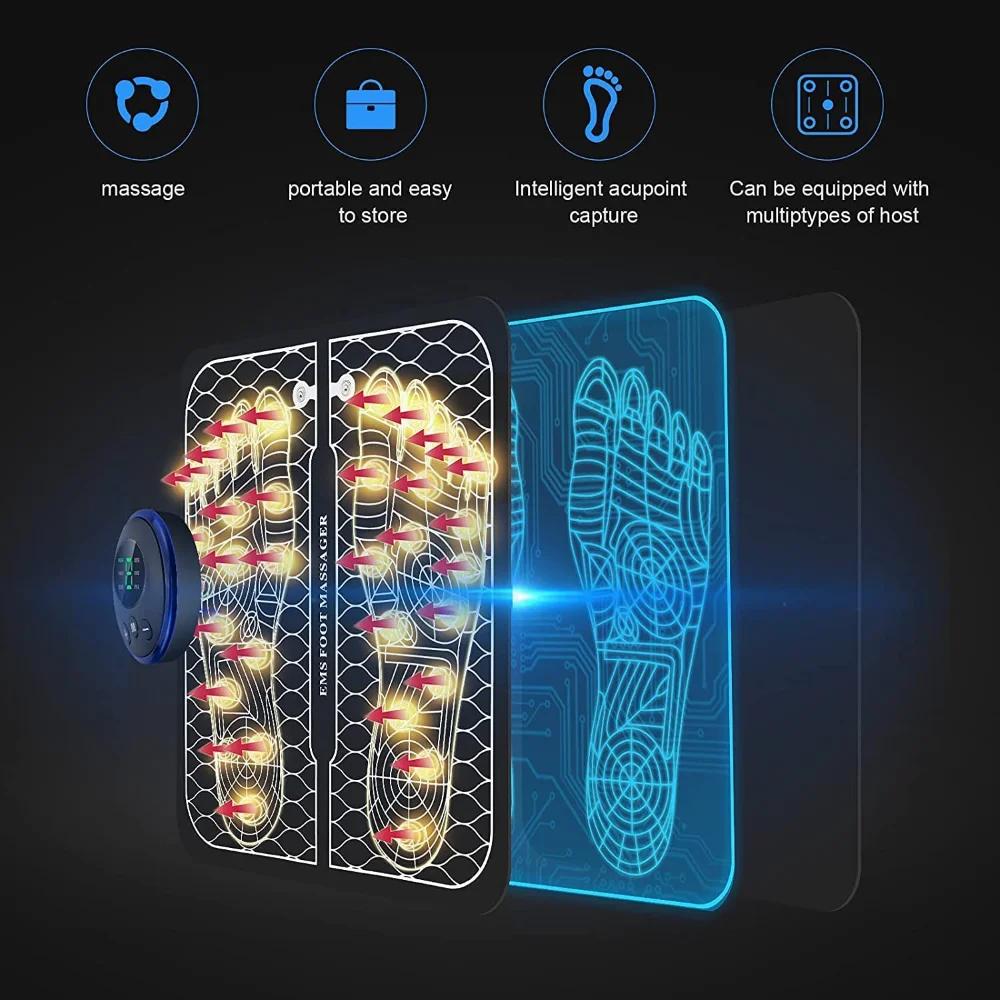 Ems Foot Massager Pad Usb Rechargeabl Reflexology Foot Acupoint Massage Muscle Stimulation Improve Blood Circulation Relief Pain