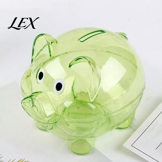 Decorative Money Holder Unbreakable Plastic Piggy Bank for Kids, Transparent Pig Shape Cash Coin Easy Access Bank, Saving Jar Box Nursery Bedroom