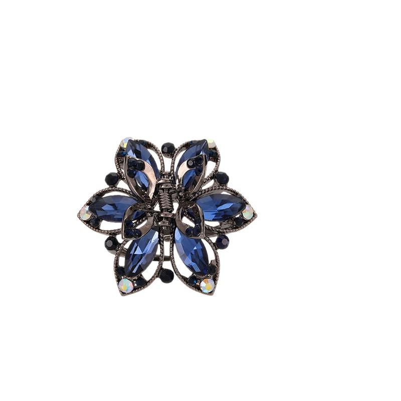 Retro Style Flower Crystal Hair Claw Clip for Thin Hair Updo