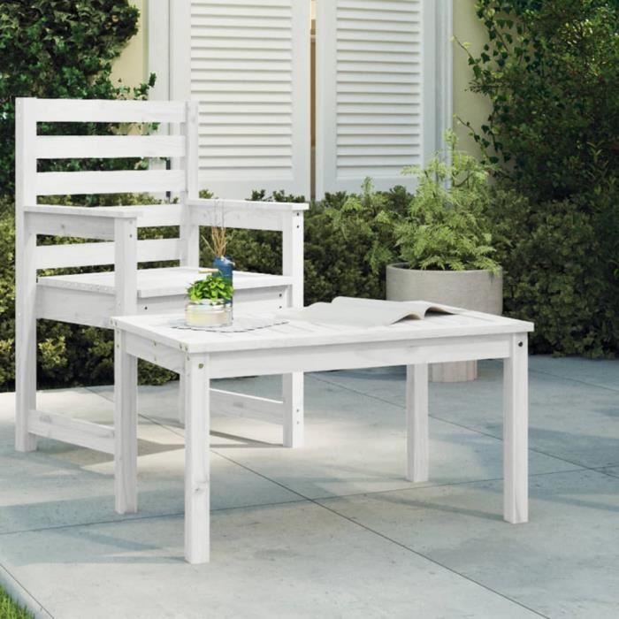 VidaXL Table de jardin blanc 82,5x50,5x45 cm bois massif de pin 824114